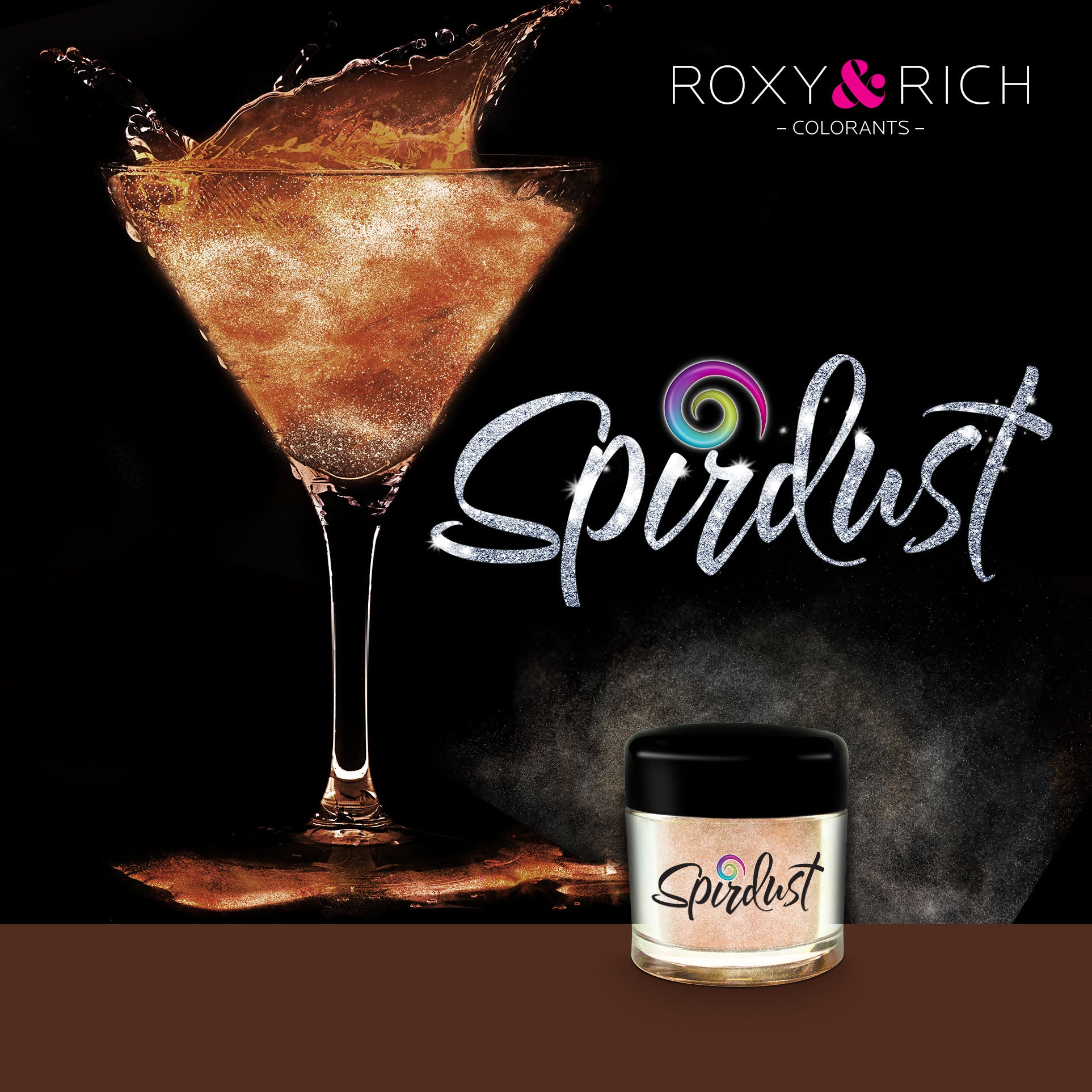 Poudres brillantes comestibles pour boissons - CUIVRÉ - SPIRDUST - Roxy & Rich - Colorant pour boisson - - La Guilde Culinaire