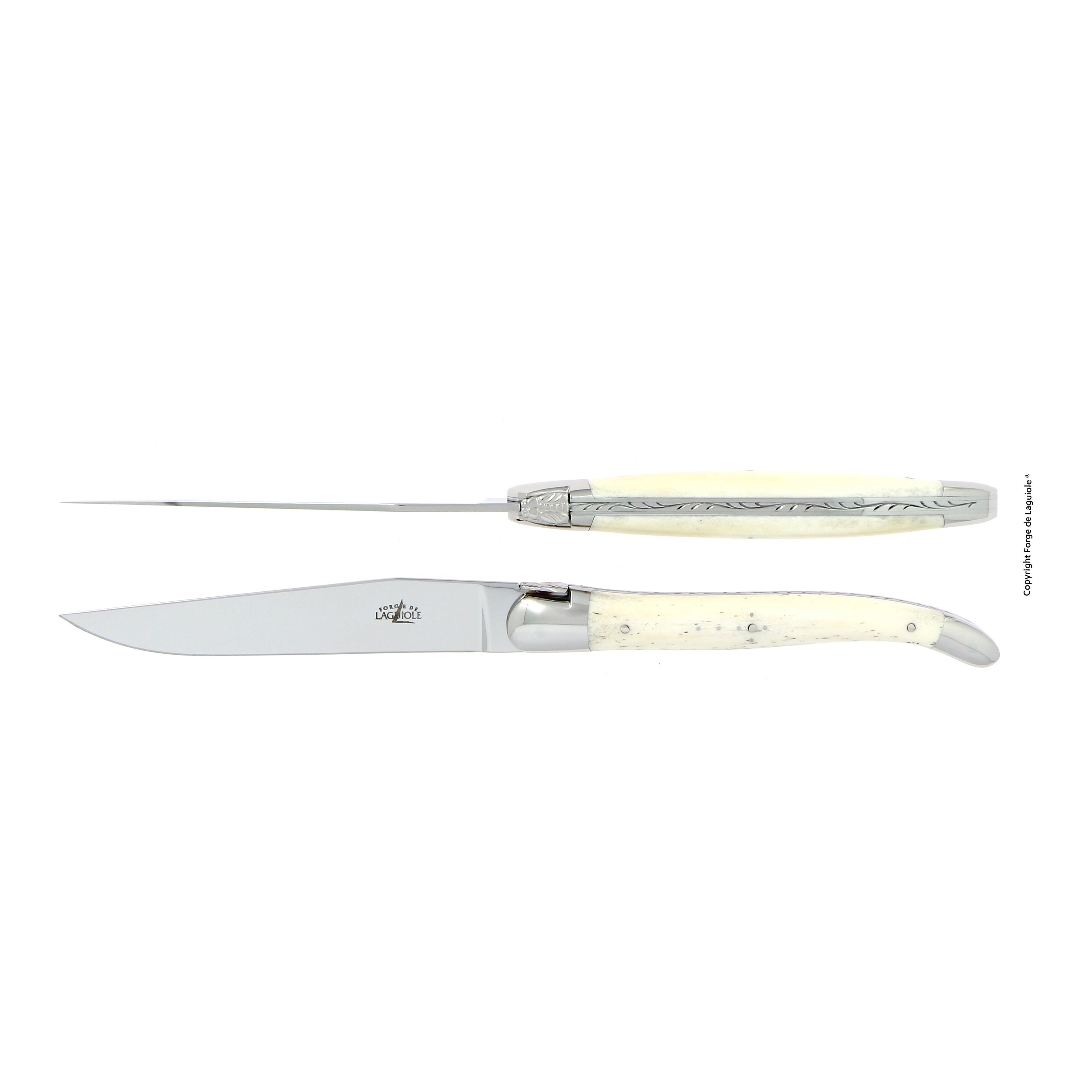 Couteau de table, mitre inox brillant, Os – Laguiole    - Laguiole - Couteau à steak -  - La Guilde Culinaire
