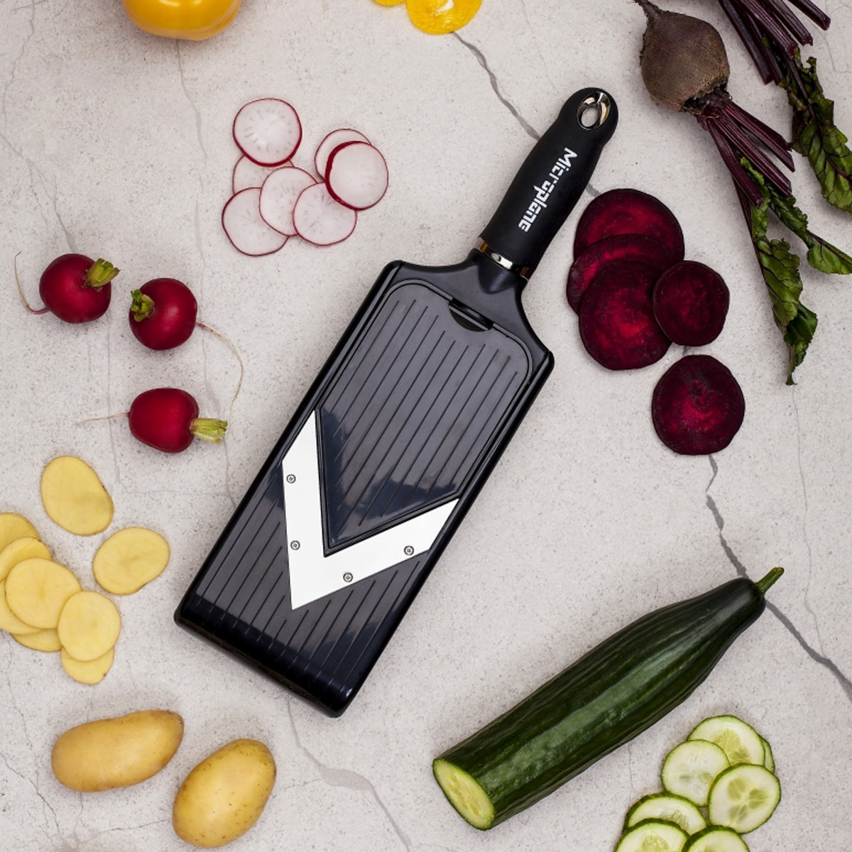 Mandoline Ajustable avec lame V et Julienne    - Microplane - Mandoline -  - La Guilde Culinaire
