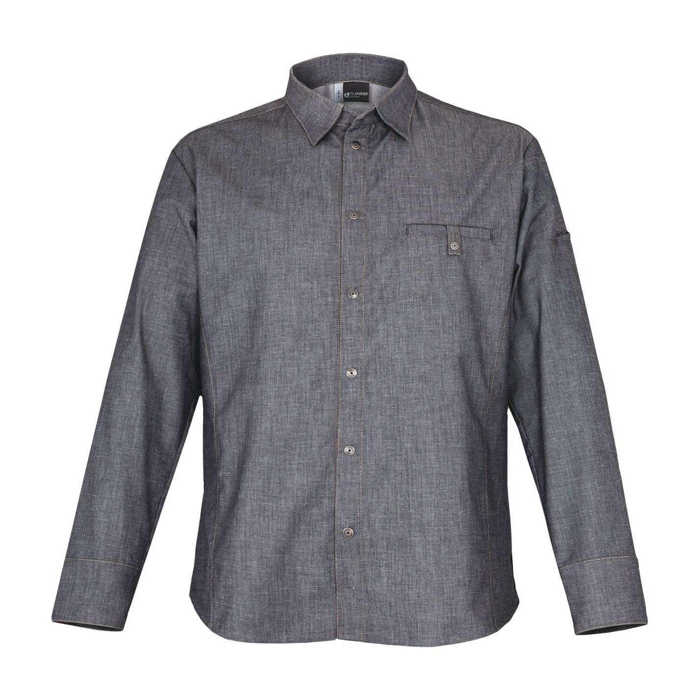 Veste de cuisine Yuma * Denim Longues T5 - UE 3XL-62/64 - US 48/51 - Clement Design - Veste cuisine homme - YUMA DENIM ML T5 - La Guilde Culinaire