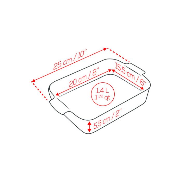 APPOLIA - Plat four en céramique rectangle rouge 25cm-10"    - Peugeot - Plat pour four -  - La Guilde Culinaire