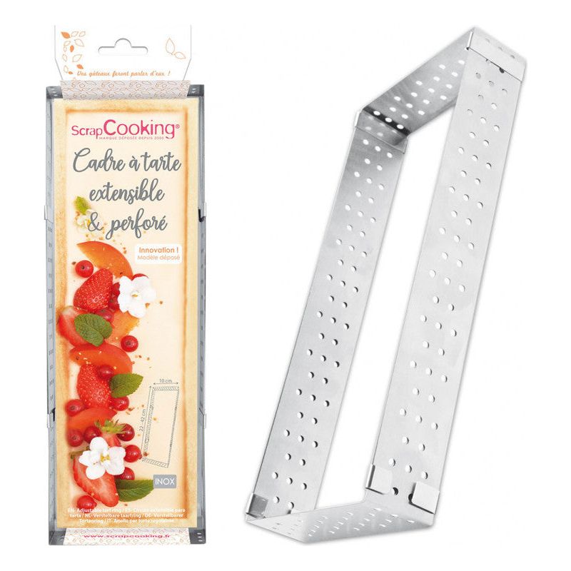 Cadre à tarte perforé extensible rectangle    - Scrapcooking - Cadre à tarte -  - La Guilde Culinaire