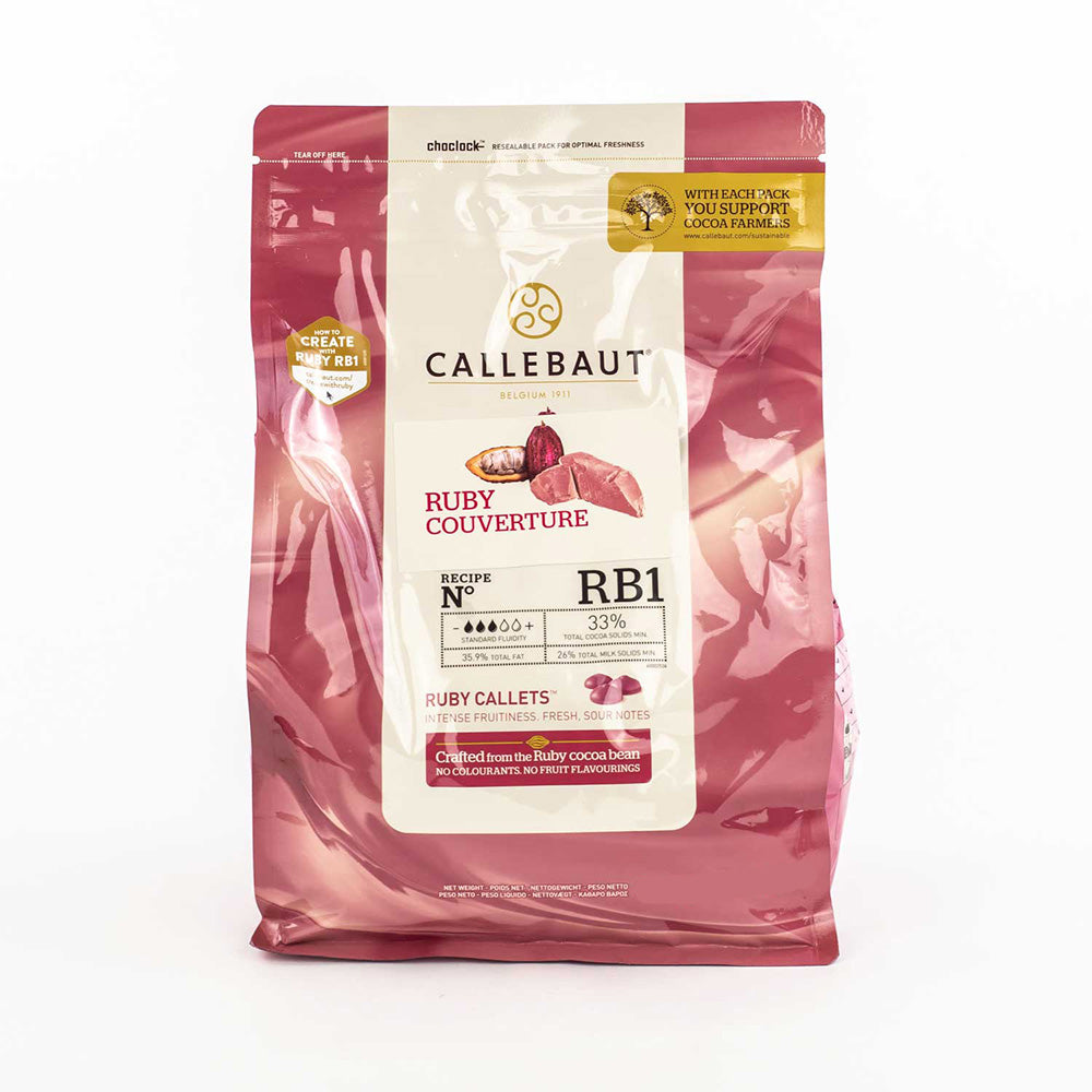 Chocolat de couverture RUBY 33% cacao 2.5 kg - Callebaut - Chocolat au lait - CHR-R36RB12-US-U75 - A - La Guilde Culinaire