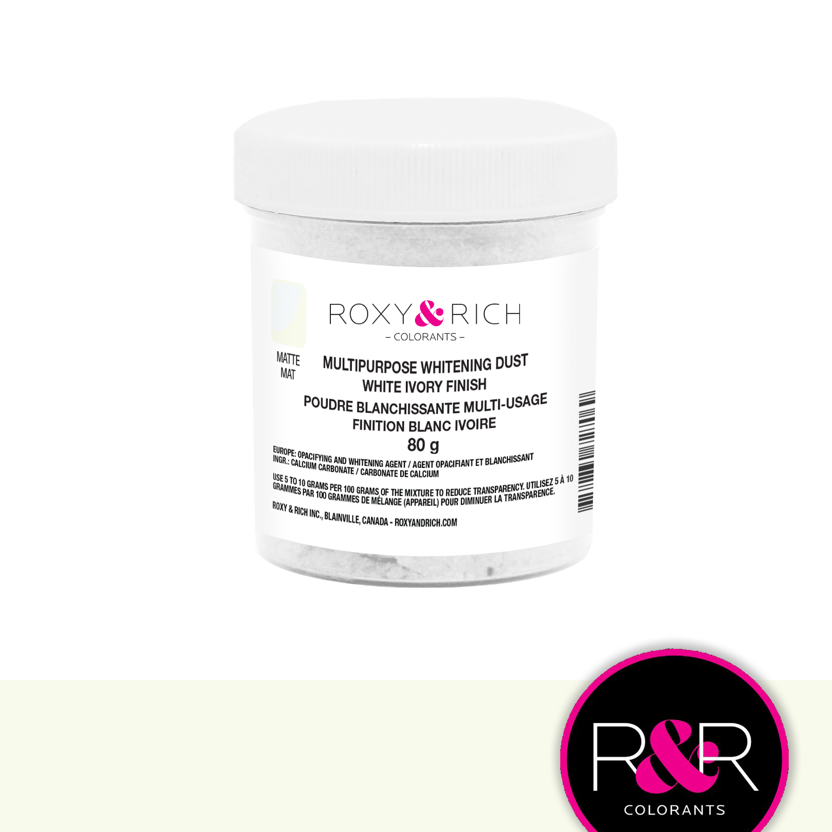 Poudre blanchissante multi-usage 80g    - Roxy & Rich - Colorant alimentaire hydrosoluble -  - La Guilde Culinaire