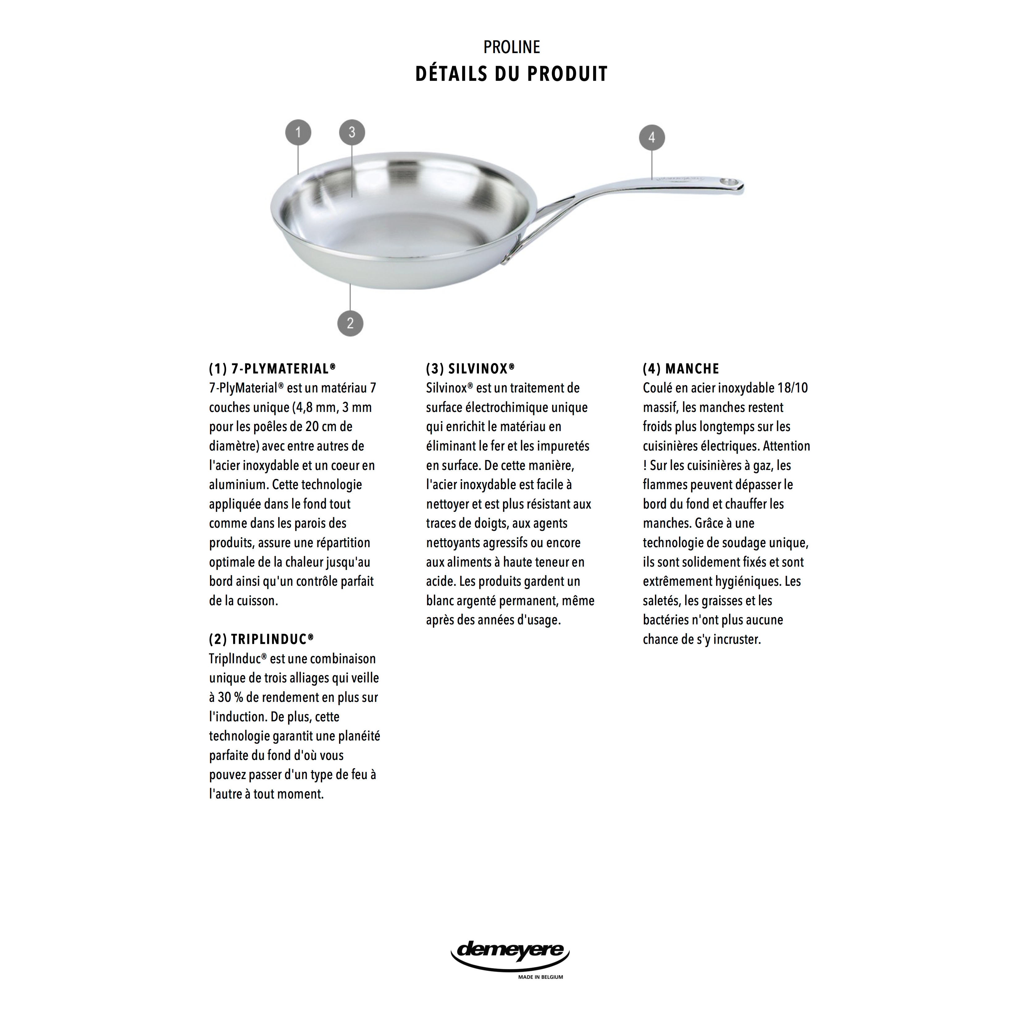Poêle à frire Proline 32cm - Demeyere - Poêle - - La Guilde Culinaire
