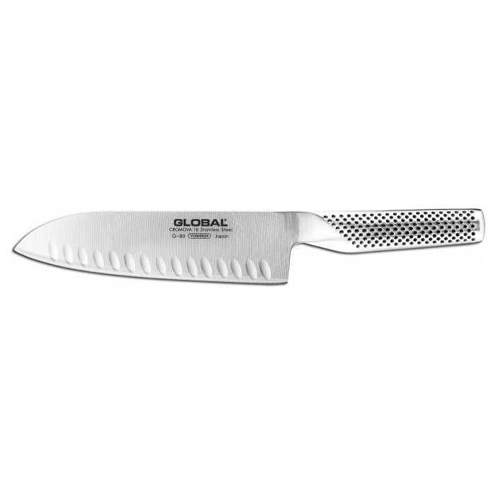 Global G-80 Couteau Santoku Alvéolé 18cm    - Global - Couteau Japonais -  - La Guilde Culinaire