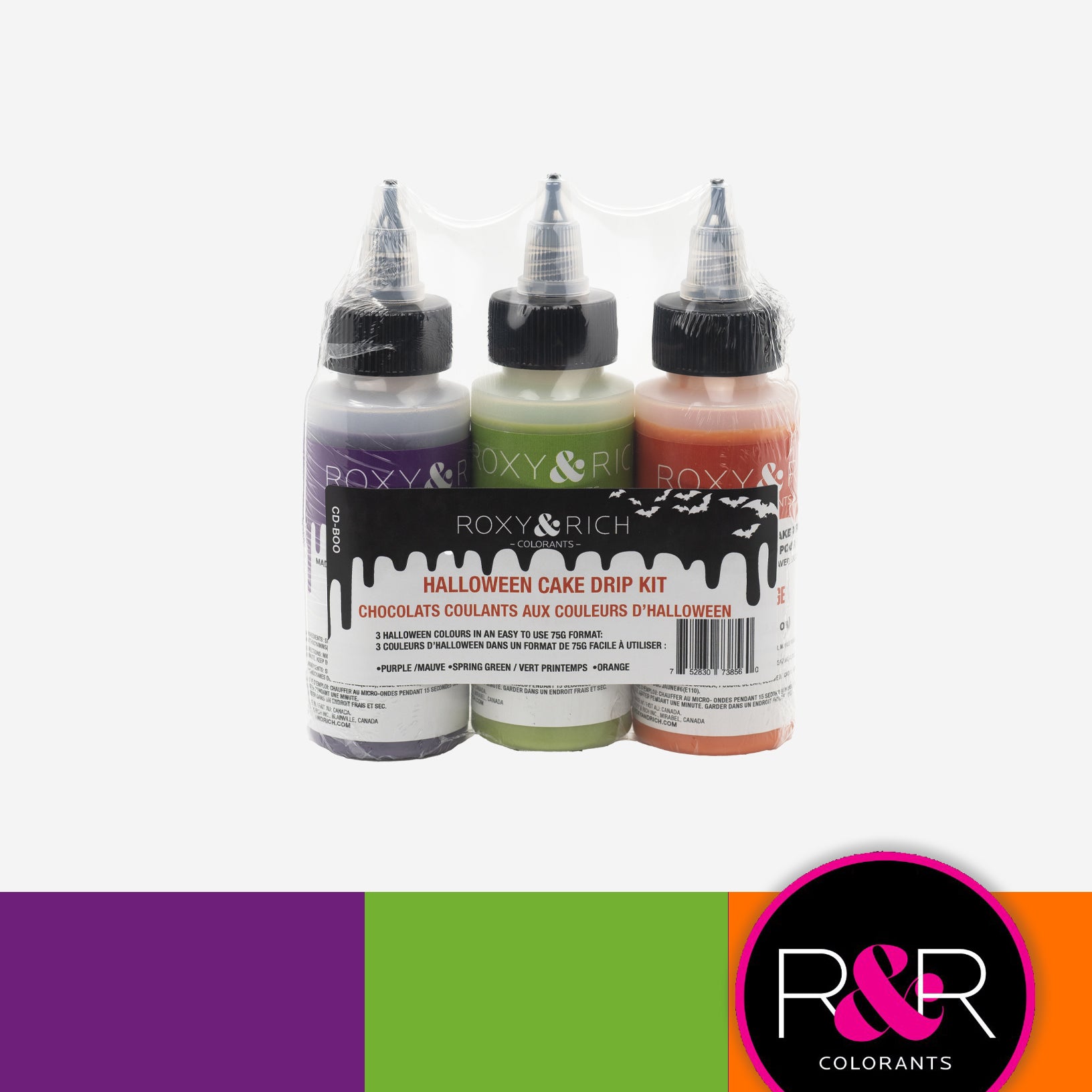 Chocolat Coulant - Mini Cake Drip spécial Halloween (3x75g)    - Roxy & Rich - Chocolat coulant pour gâteau -  - La Guilde Culinaire