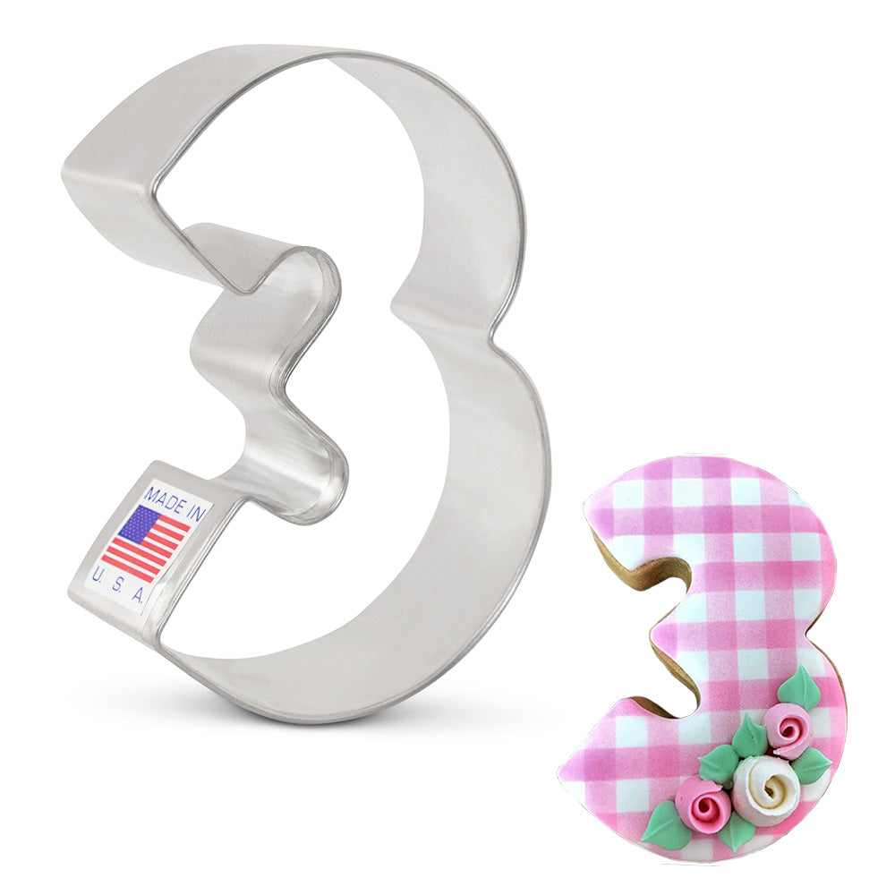 Emporte-pièce Chiffre 3 - 3 1/4" x 2 1/4"    - Ann Clark Cookie Cutters - Emporte-pièce -  - La Guilde Culinaire