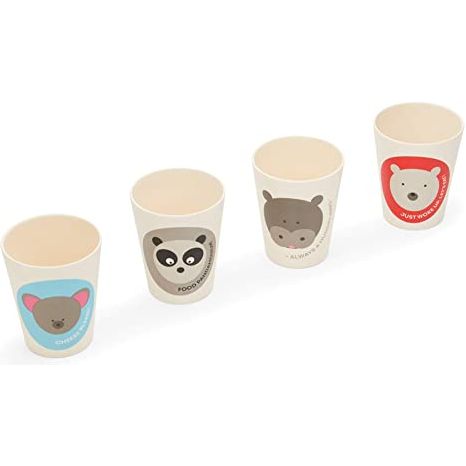 RED ROVER Ensemble de 4 tasses en bambou avec animaux    - Fox Run - Bol -  - La Guilde Culinaire