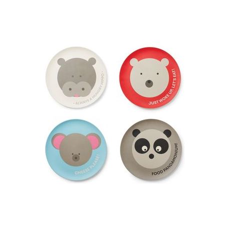 RED ROVER Ensemble de 4 assiettes en bambou avec animaux    - Fox Run - Accessoire -  - La Guilde Culinaire