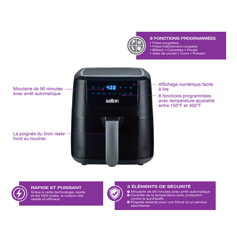 Friteuse à air numérique XL – 5L    - Salton - Air fryer -  - La Guilde Culinaire