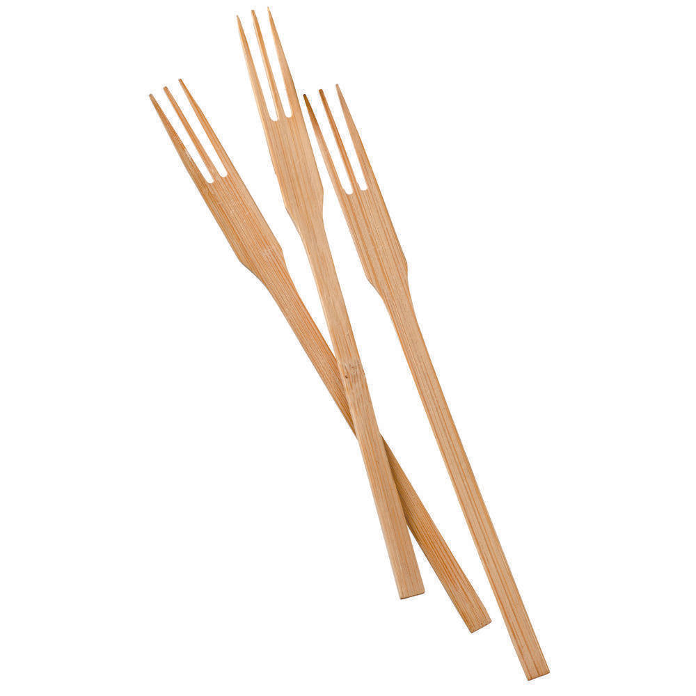 Fourchettes Bambou 3 dents 14cm - pqt 100 Paquet de 100   - Solia - Service de table jetable - VO11213 - La Guilde Culinaire