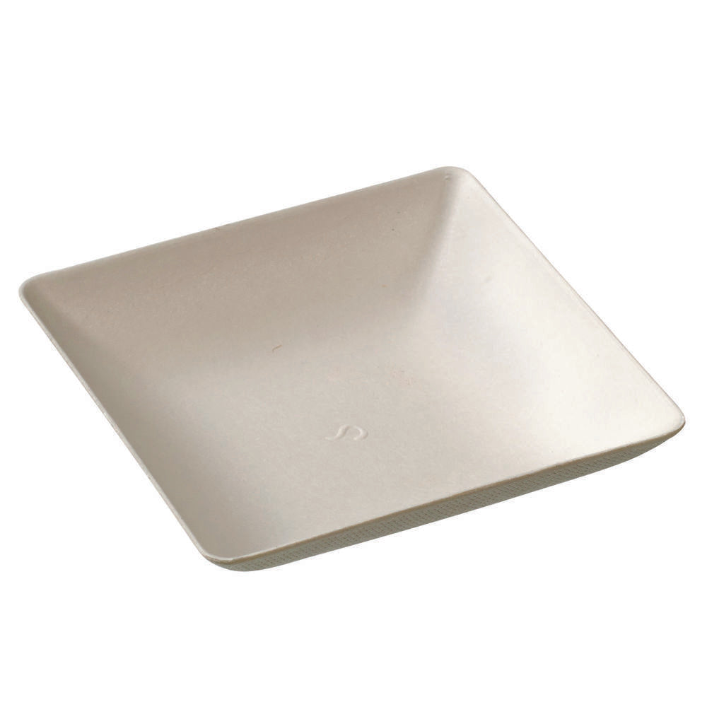 Mini Assiette Imagine pulpe de canne à sucre - 65 x 65 mm - paquet de 50    - Solia - Service de table jetable -  - La Guilde Culinaire